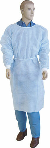 CAMICE MONOUSO VISITATORE PAZIEN CON ELASTICI AI POLSI TNT 25gr CONF 10 PEZZI