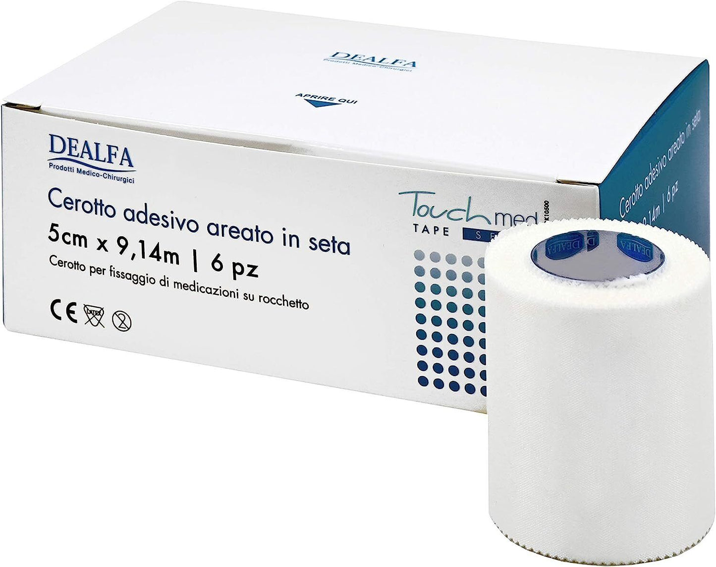 CEROTTI IN SETA ARTIFICIALE DEALFA 5x9,14 M CONFEZIONE DA 6 PEZZI Touchmed per Pelli delicate