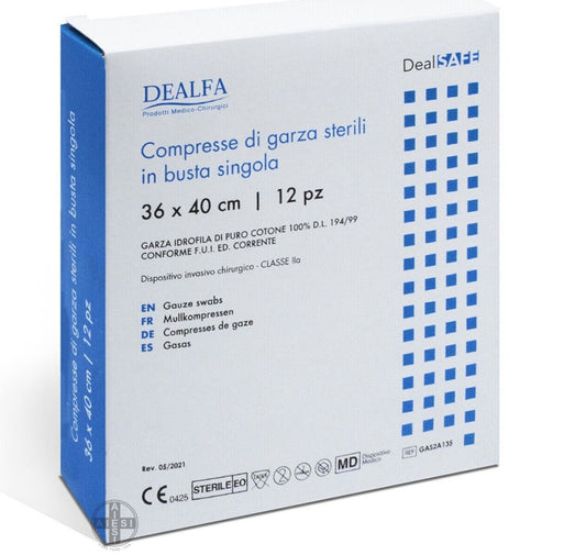 COMPRESSA DI GARZA DEALFA CM 36x 40 CONF. 12 PZ.